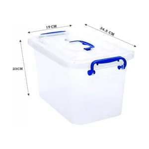 10 LTR Semi Clear Plastic Storage Box With Lid (3 Pcs Set)