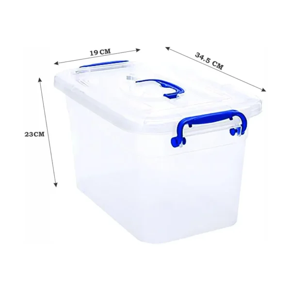 10 LTR Semi Clear Plastic Storage Box With Lid (3 Pcs Set)