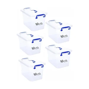 10 LTR Semi Clear Plastic Storage Box 5 Pcs Set