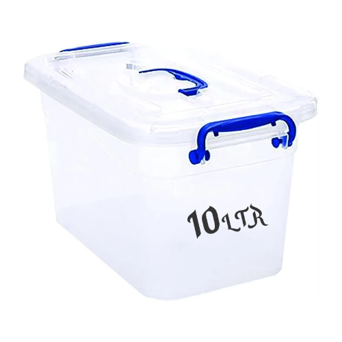 Besto 10 LTR Semi Clear Plastic Storage Box With Lid