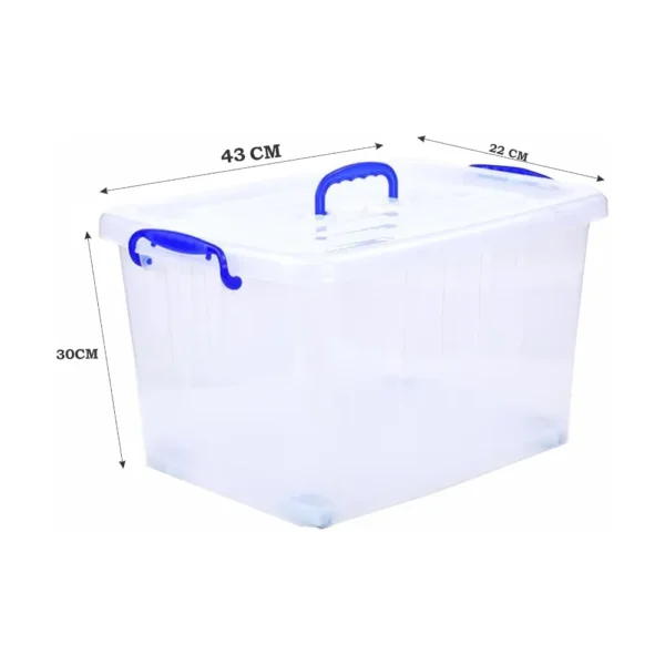 20 LTR Semi Clear Plastic Storage Box With Lid 2 Pcs Set With Wheels