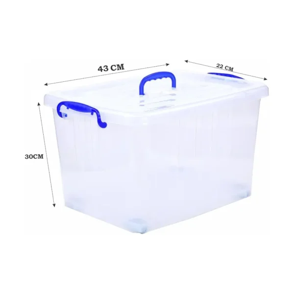 Besto 20 LTR Semi Clear Plastic Storage Box With Lid 6 Pcs Set (Wheel ...