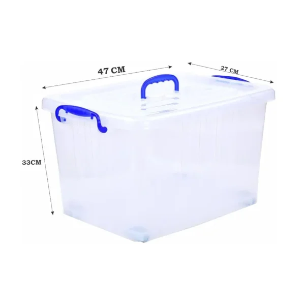 Besto 28 LTR Semi Clear Plastic Storage Box With Lid 2 Pcs Set with wheels