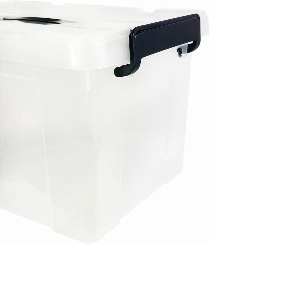 Besto 30 LTR Plastic Storage Box With Lid Semi Clear With Black ...