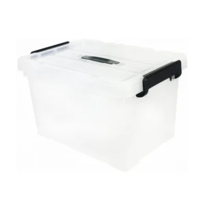 Besto 30 LTR Plastic Storage Box With Lid Semi Clear With Black Versatile Handle