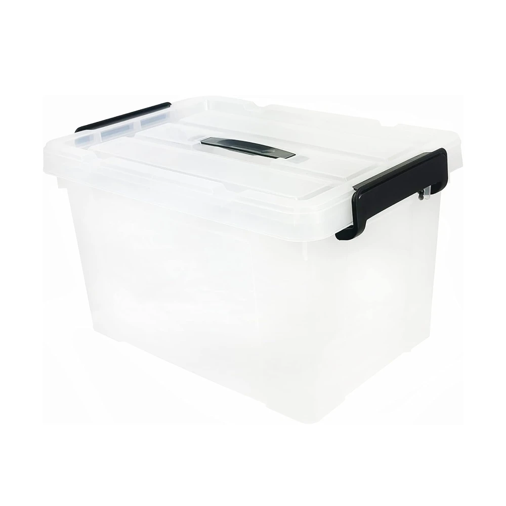 Besto 30 LTR Plastic Storage Box With Lid Semi Clear With Black ...