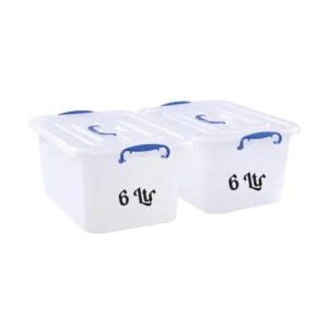 Besto 6 LTR Semi Clear Plastic Storage Box With Lid ( 2 PCS SET )