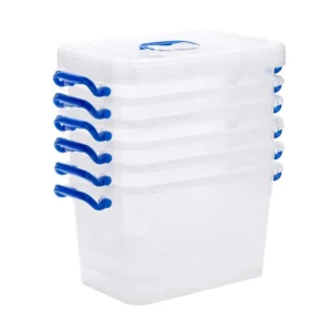Besto 6 LTR Semi Clear Plastic Storage Box With Lid (6 PCS SET)