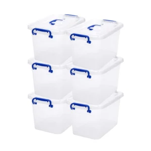 Besto 6 LTR Semi Clear Plastic Storage Box With Lid (6 PCS SET)