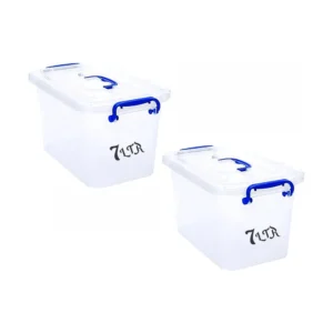 7 LTR Semi Clear Plastic Storage Box With Lid 2 Pcs Set