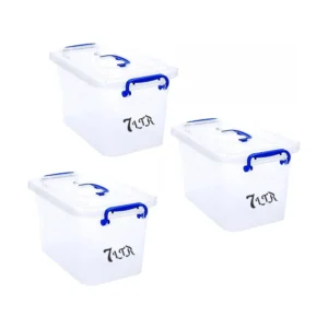 Besto 7 LTR Semi Clear Plastic Storage Box With Lid (3 Pcs Set)