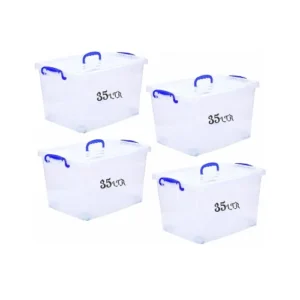 Besto Plastic Storage Box With Lid 10 LTR Semi Clear 4 Pcs Set