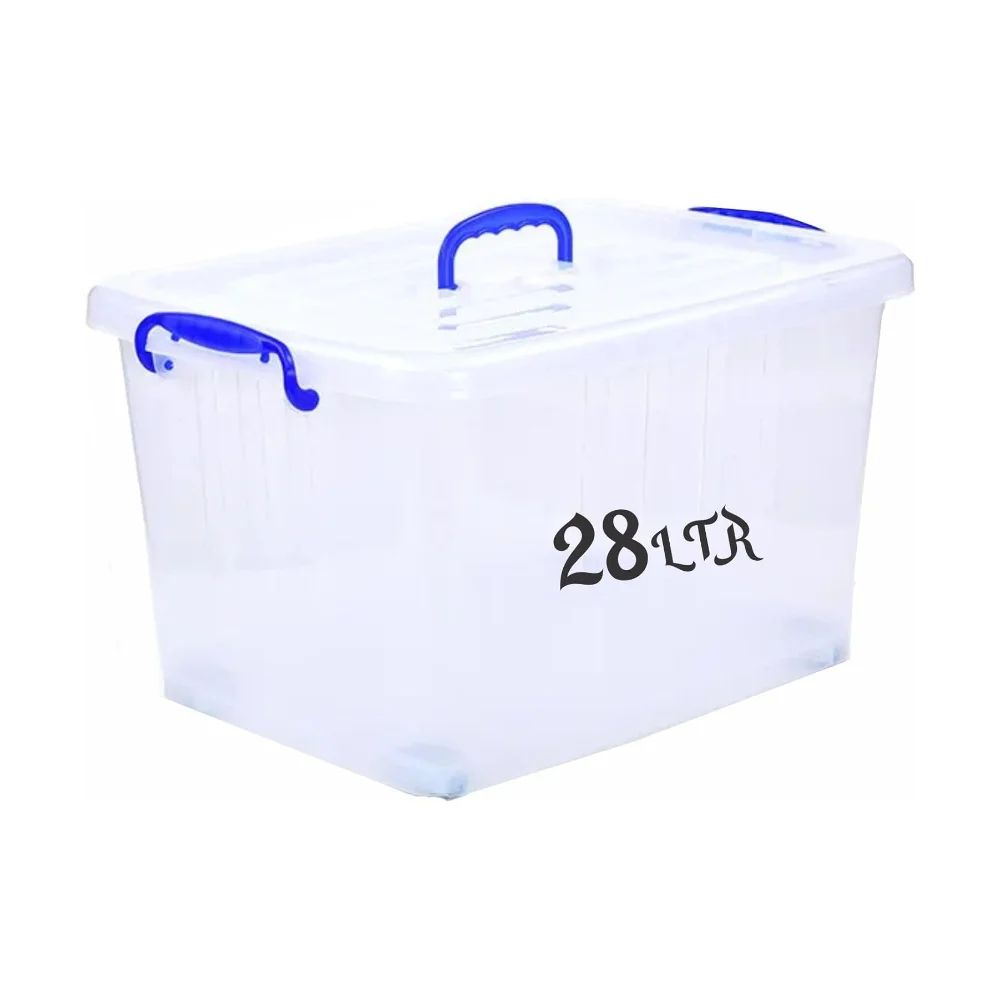 Besto Plastic Storage Box With Lid 28 LTR With Wheel Semi Clear