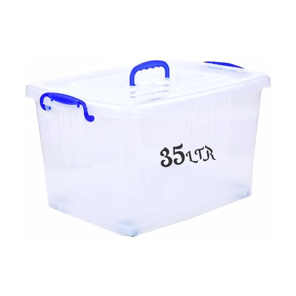 Besto Plastic Storage Box With Lid 35 LTR With Wheels Semi Clear
